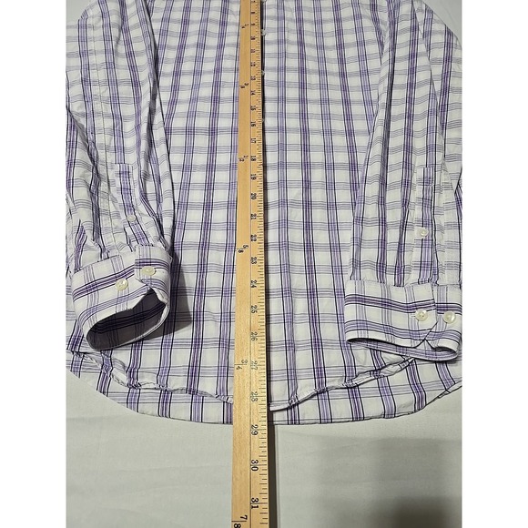 Apt 9 Shirt Mens Medium Business Casual Button Up Purple Plaid Long Sleeve - Picture 2 of 7